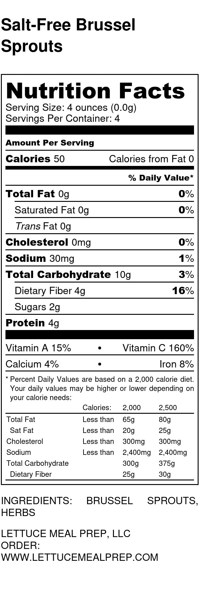 Salt-Free Brussel Sprouts (1 pound)