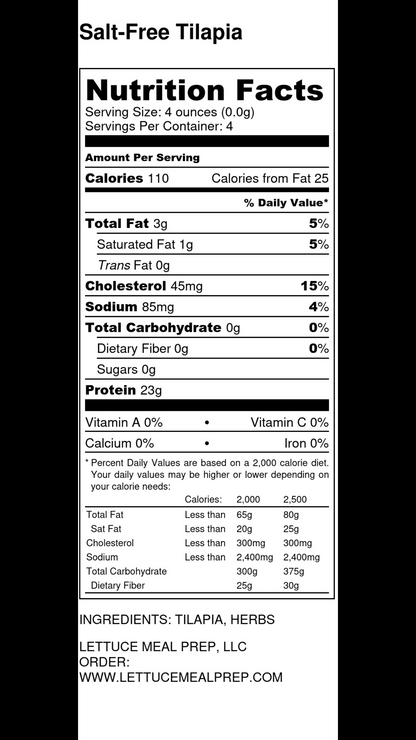 Salt-Free Tilapia (1 Pound)
