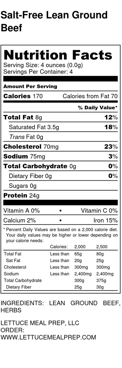 Salt-Free Seasoned Lean Ground Beef (1 Pound)